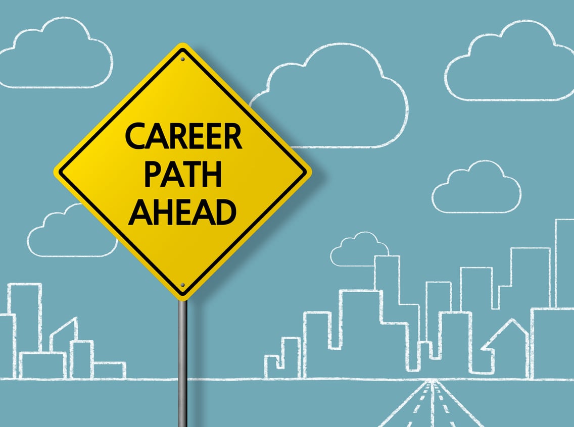 CAREER PATH AHEAD - Business Chalkboard Background